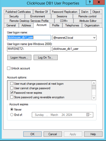 Example AD User Configuration - Zoomed
