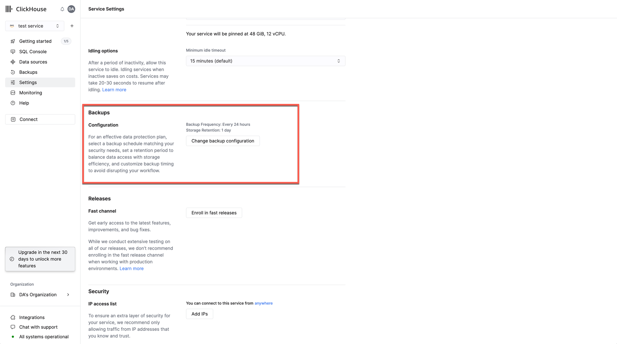 Configure backup settings - Zoomed